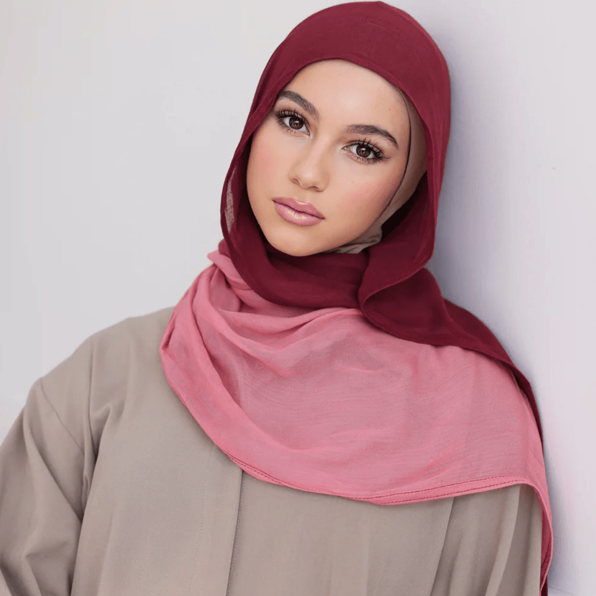 Dip Dye Viscose Hijab - Cherry - Image 3