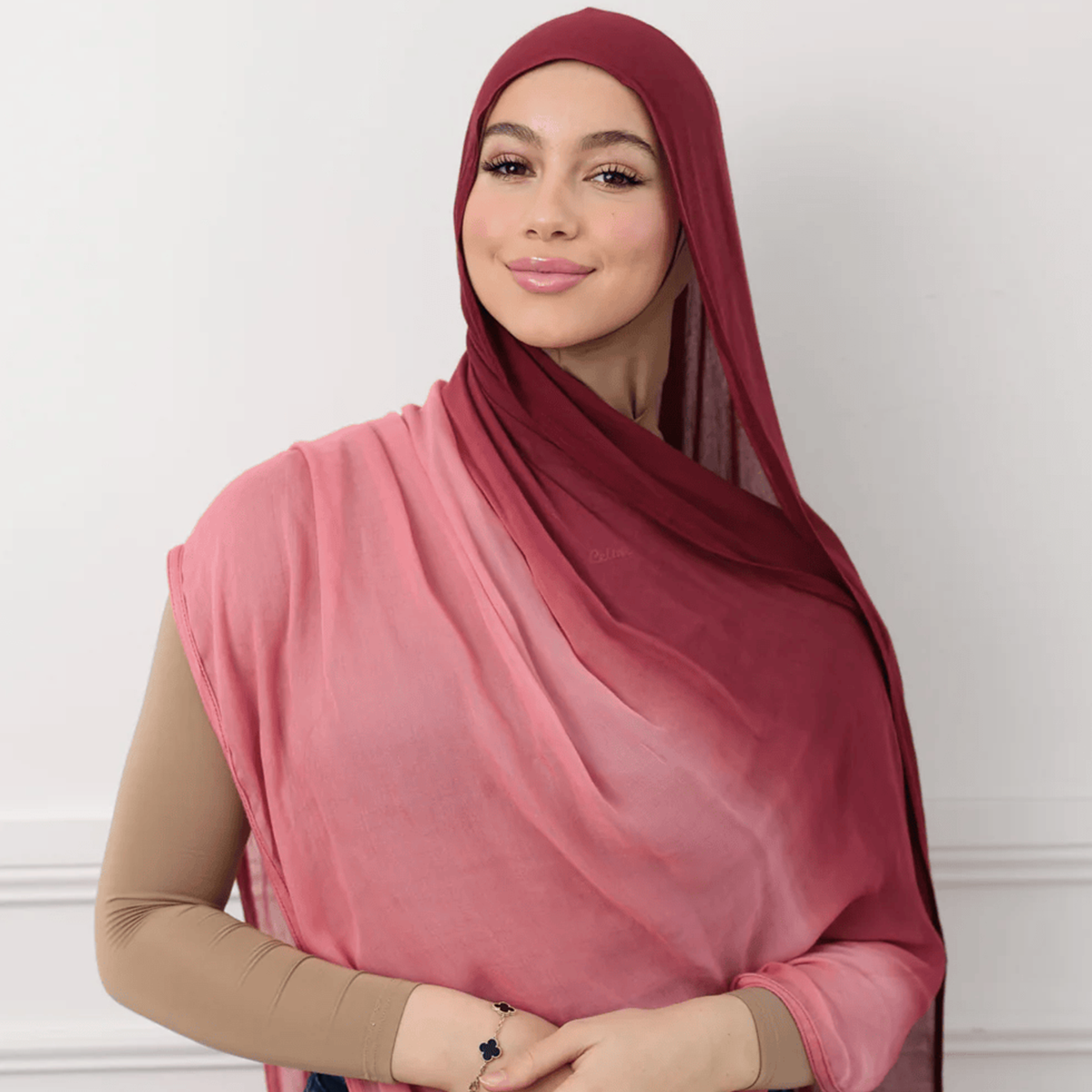 Dip Dye Viscose Hijab - Cherry - Image 2