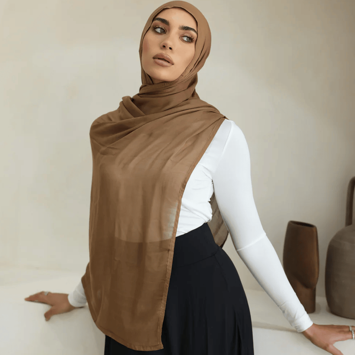 Luxe Double Stitch Hijab - Cinnamon - Image 3