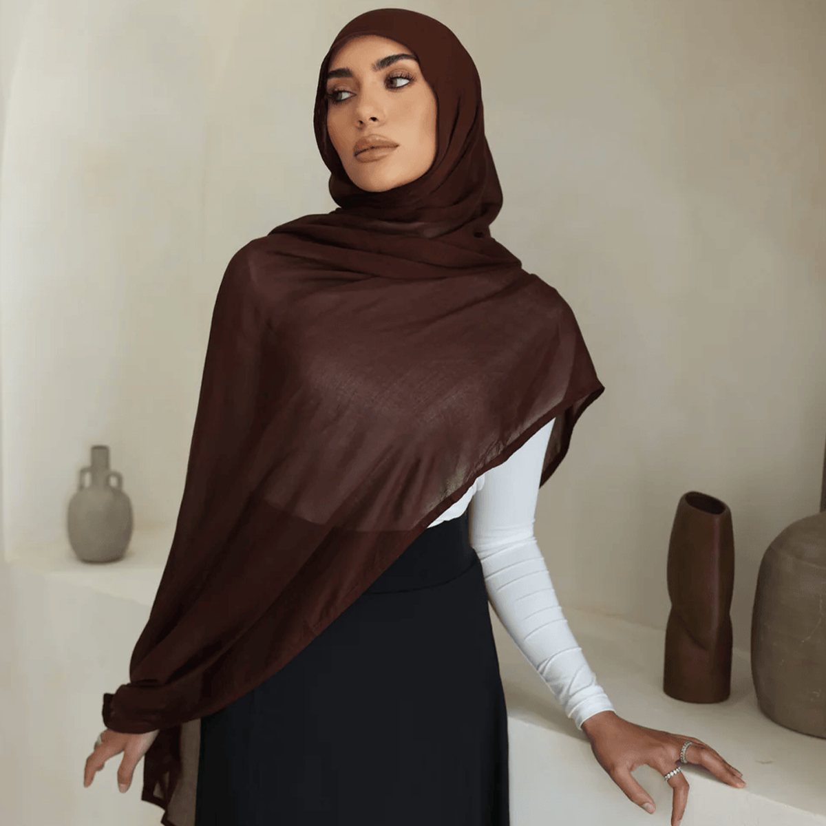 Luxe Double Stitch Hijab - Saffron - Image 3