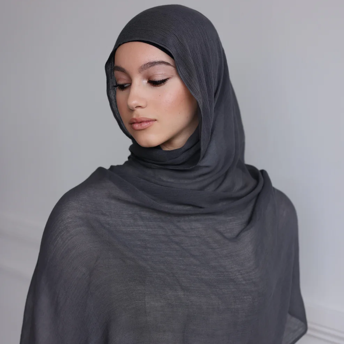 Luxe Rayon Hijab - Charcoal - Image 2